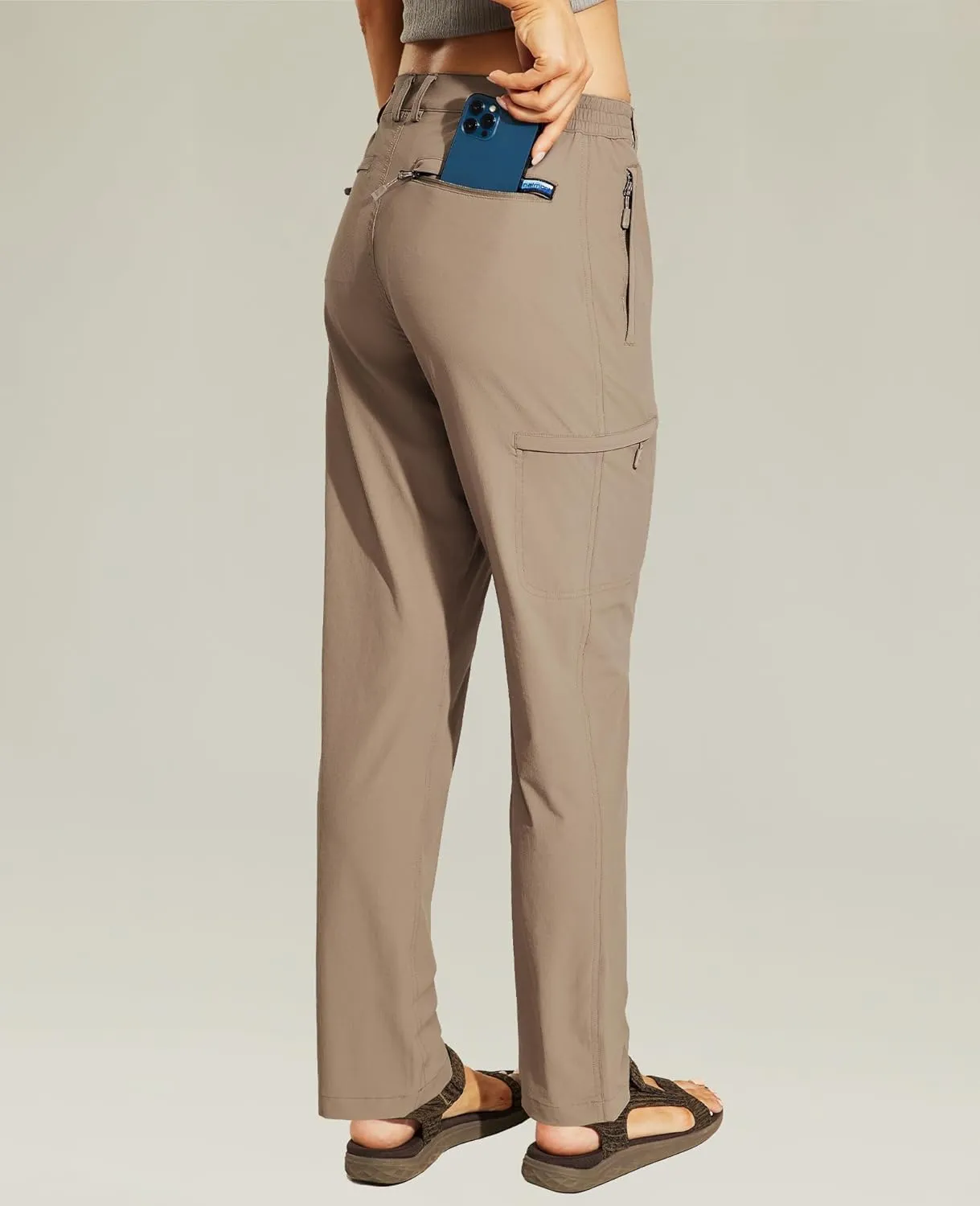 Haimont Women's Hiking Cargo Pants Quick Dry Lightweight Ripstop Stretch Nylon Travel Pants with Zip Pockets Water Repellent