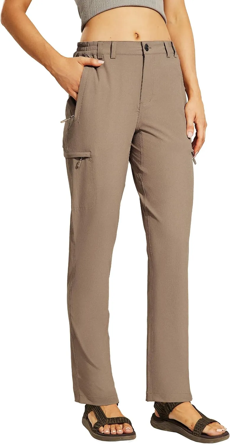Haimont Women's Hiking Cargo Pants Quick Dry Lightweight Ripstop Stretch Nylon Travel Pants with Zip Pockets Water Repellent