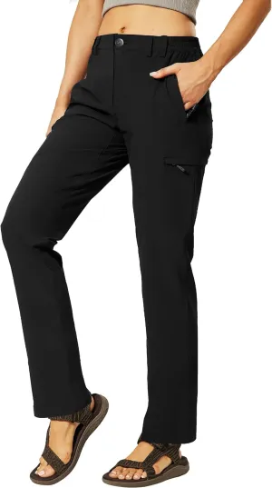 Haimont Women's Hiking Cargo Pants Quick Dry Lightweight Ripstop Stretch Nylon Travel Pants with Zip Pockets Water Repellent