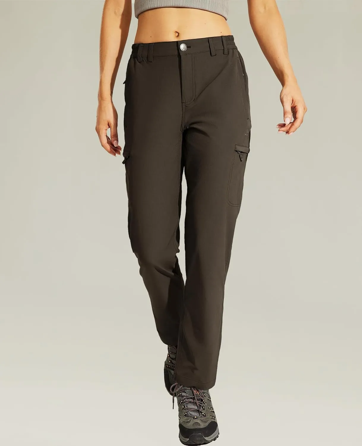 Haimont Women's Hiking Cargo Pants Quick Dry Lightweight Ripstop Stretch Nylon Travel Pants with Zip Pockets Water Repellent