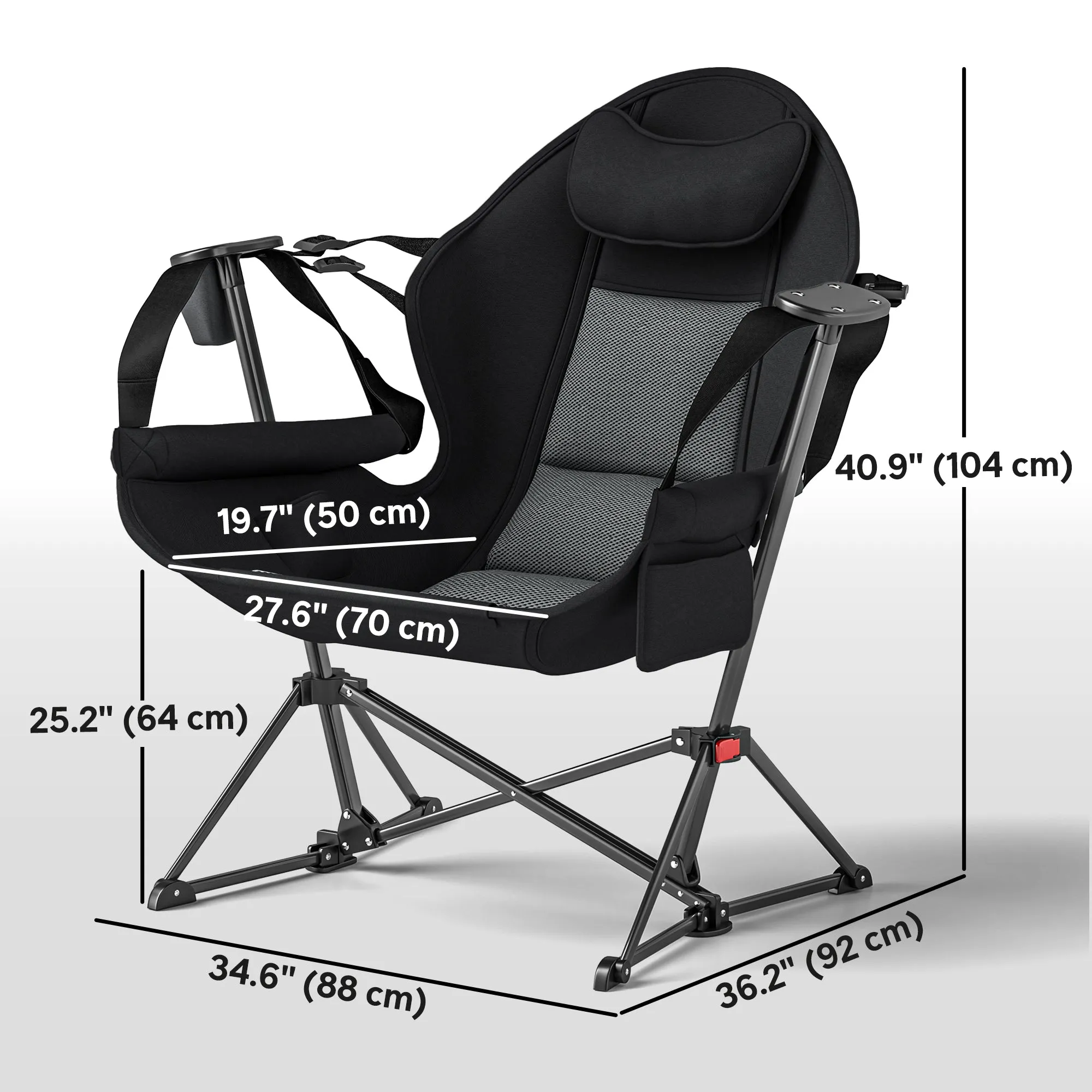Hammock Camping Chair Set of 2, Adjustable Back Folding Swinging Hammock Chair with Cup Holder and Padded Seat