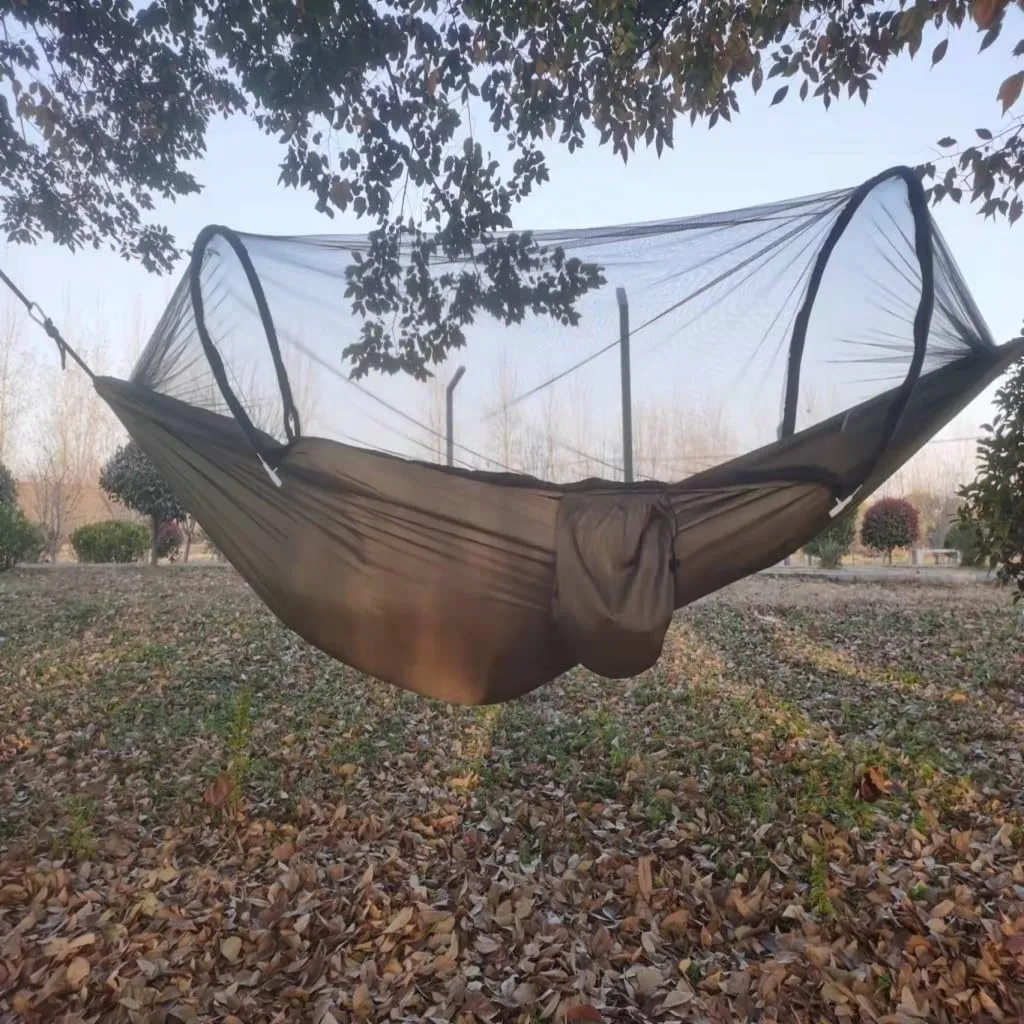 Hammocks Automatic Mosquito Net, Anti-Rollover Hammock, Parachute, Bunis Spinning Camping Leisure Double Hanging Chair Camping Hammocks(Green)