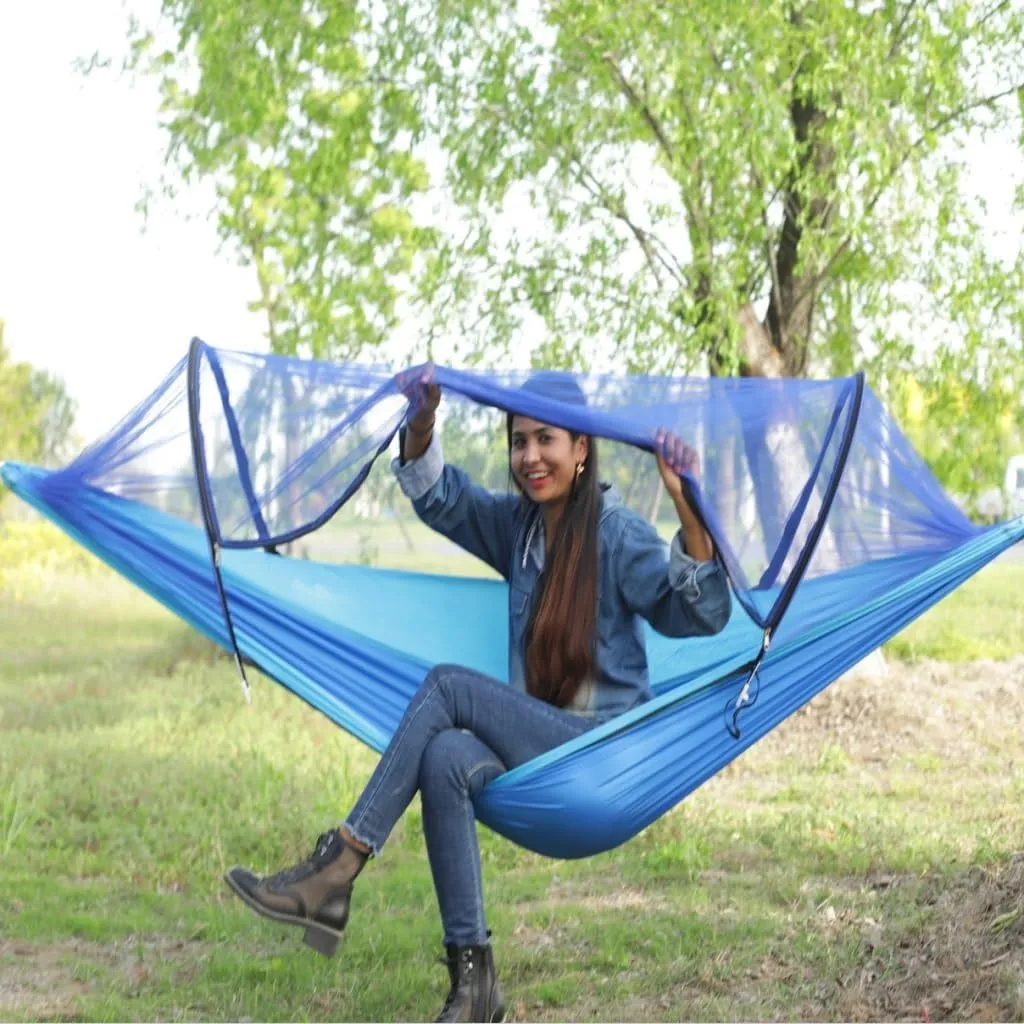 Hammocks Automatic Mosquito Net, Anti-Rollover Hammock, Parachute, Bunis Spinning Camping Leisure Double Hanging Chair Camping Hammocks(Green)