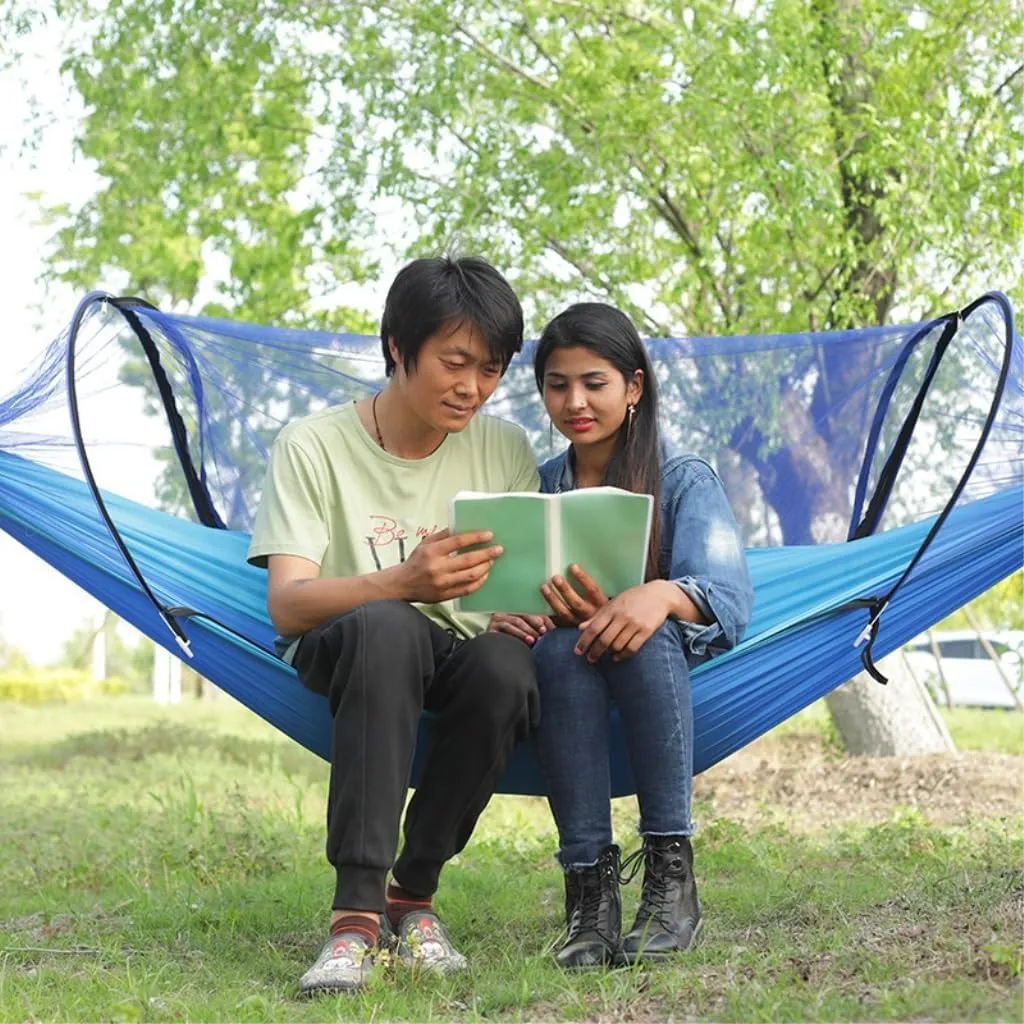 Hammocks Automatic Mosquito Net, Anti-Rollover Hammock, Parachute, Bunis Spinning Camping Leisure Double Hanging Chair Camping Hammocks(Green)