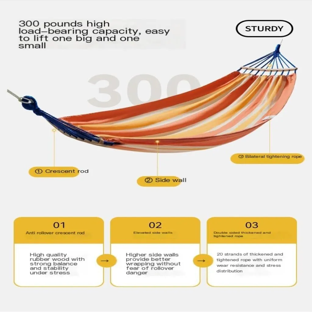 Hammocks Hammock Outdoor Camping Single and Double Hammock Canvas Anti-Rollover Swing Adult Dormitory Hanging Chair Camping Hammocks(Orange)
