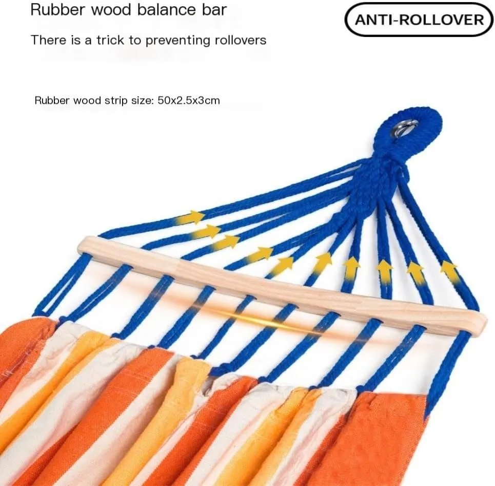 Hammocks Hammock Outdoor Camping Single and Double Hammock Canvas Anti-Rollover Swing Adult Dormitory Hanging Chair Camping Hammocks(Orange)