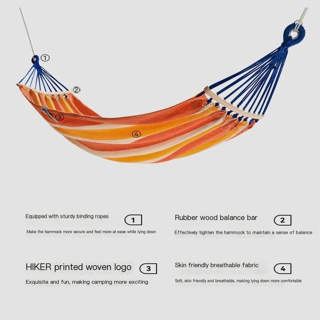 Hammocks Hammock Outdoor Camping Single and Double Hammock Canvas Anti-Rollover Swing Adult Dormitory Hanging Chair Camping Hammocks(Orange)