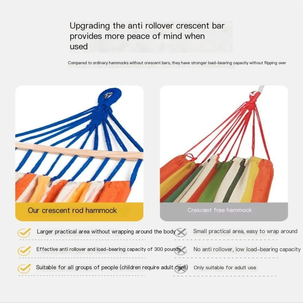 Hammocks Hammock Outdoor Camping Single and Double Hammock Canvas Anti-Rollover Swing Adult Dormitory Hanging Chair Camping Hammocks(Orange)