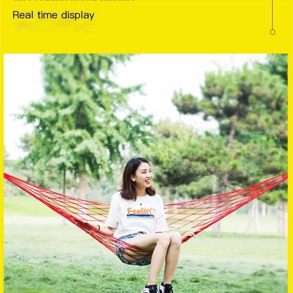 Hammocks Hammock Outdoor Swing Mesh Wild Adult Thick Nylon Rope Indoor Home Bedroom Sleeping Hanging Chair Rocking Bed Camping Hammocks(Blue,Small)