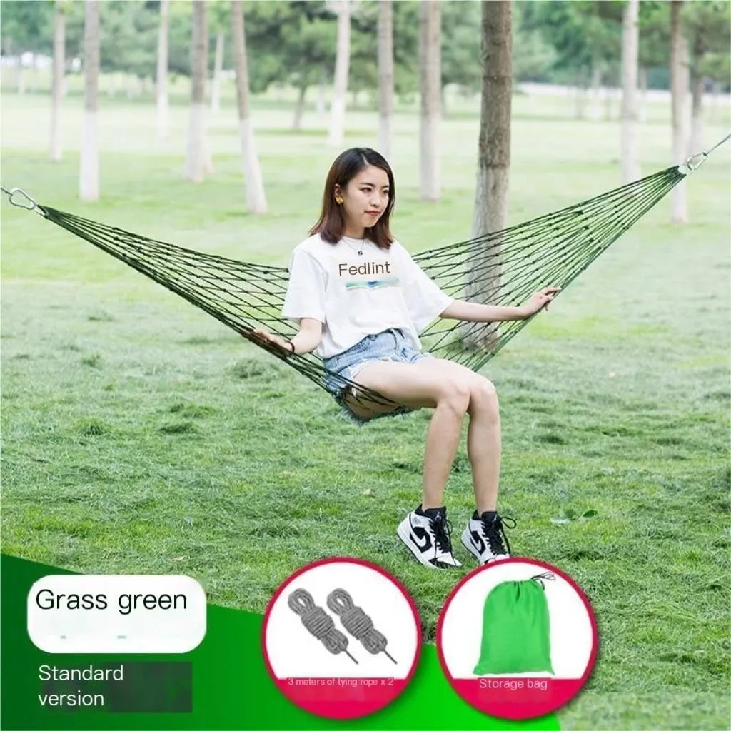 Hammocks Hammock Outdoor Swing Mesh Wild Adult Thick Nylon Rope Indoor Home Bedroom Sleeping Hanging Chair Rocking Bed Camping Hammocks(Blue,Small)