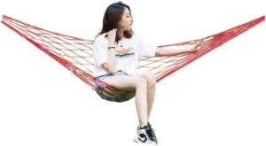 Hammocks Hammock Outdoor Swing Mesh Wild Adult Thick Nylon Rope Indoor Home Bedroom Sleeping Hanging Chair Rocking Bed Camping Hammocks(Red,Small)