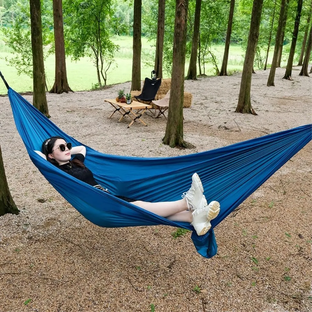Hammocks Outdoor Camping Parachute Nylon Cloth Single Double Outdoor Camping Cycling Indoor Leisure Outdoor Hammock Camping Hammocks(Orange,B)