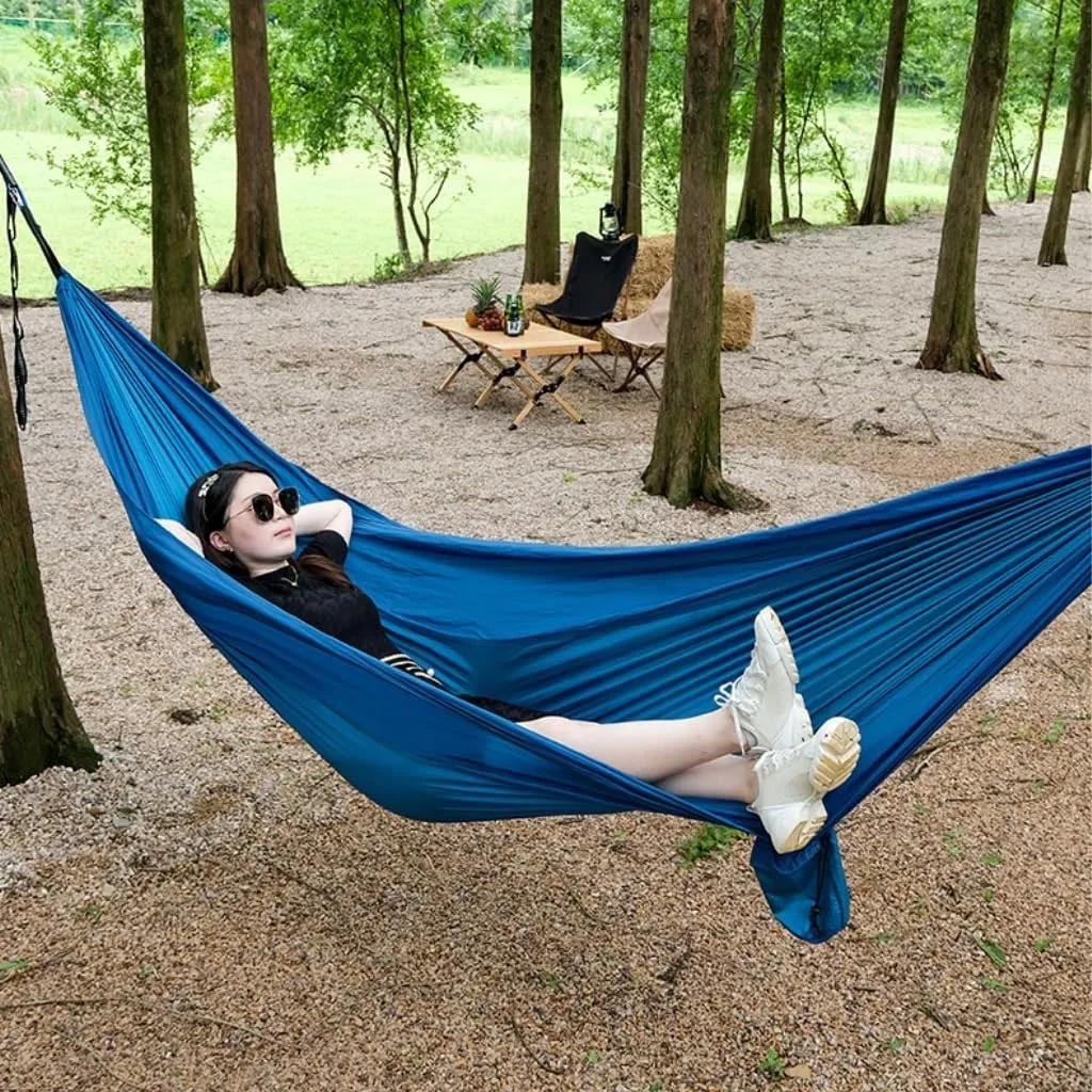 Hammocks Outdoor Camping Parachute Nylon Cloth Single Double Outdoor Camping Cycling Indoor Leisure Outdoor Hammock Camping Hammocks(Orange,B)