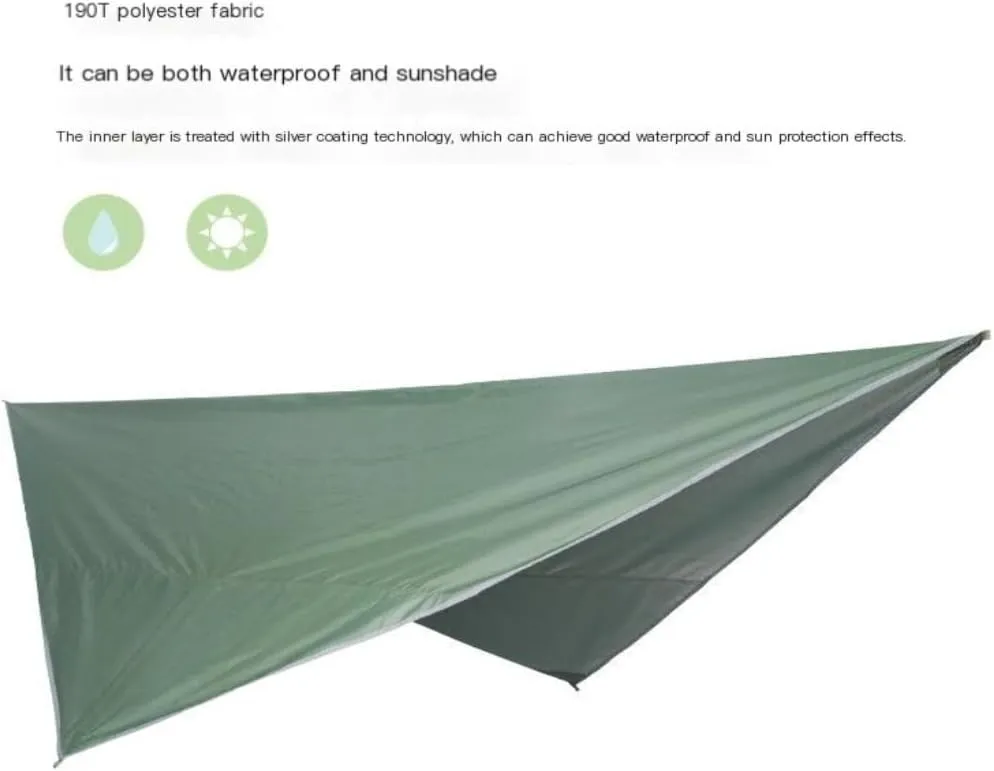 Hamock Mosquito Net Hammock Canopy Set Outdoor Camping Quick Opening Hammock Plus Rainproof Sunshade Canopy Hanmock(B)