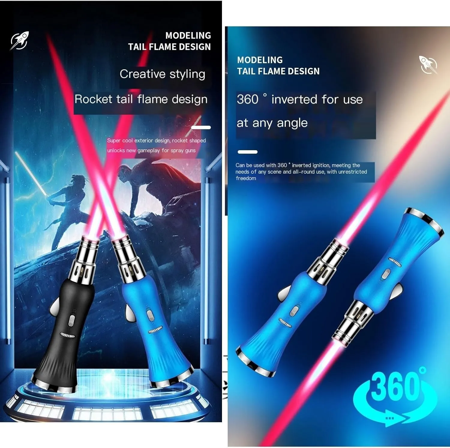 Handheld Pen Lighters Windproof Direct Injection Lighter - Adjustable Flame/Refillable Fuel •Flame Locking/Safety Switch Function • 【Butane Not Included】 (Color : Pink)