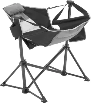 Happybuy Reclining Camping Chair, 300 lbs Load, Rocking Folding Chair with Cup Holder, for Camping and Outdoors