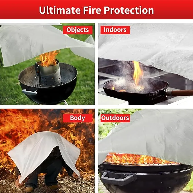 HappyVibes Emergency Fire Blanket for Home - 2 Pack Fiberglass Fire Extinguishing Blanket 40x40 Inches - Fire Blankets Emergency for Home, Kitchen, School, Office, Car, and Grill (Pack of 2)