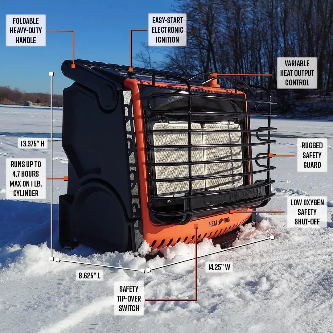 Heat Hog 18,000 BTU Portable Propane Radiant Space Heater, Indoor, Outdoor, Garage, Camping, Outdoor Sports, Boating, RVs, Tiltable Design, Gas Powered