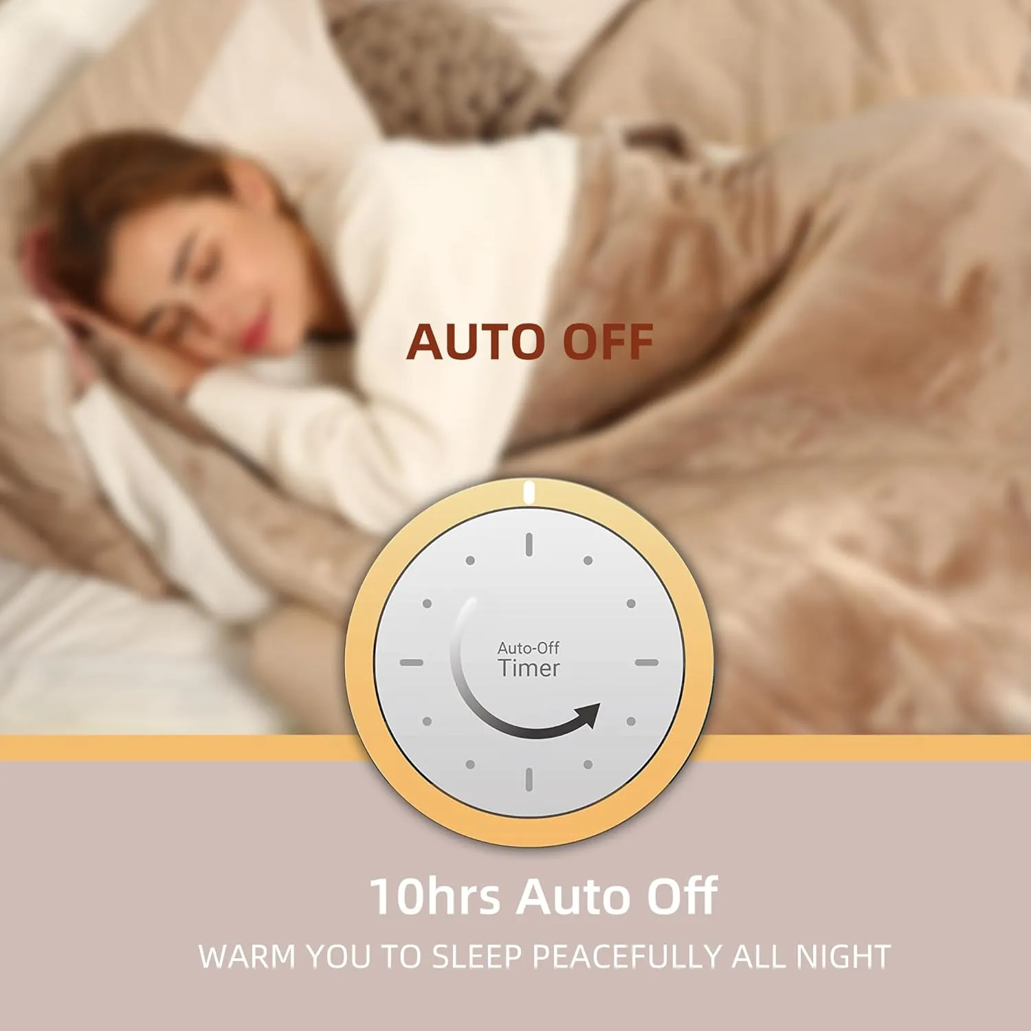 Heated Blanket Twin Size, 62"x84" Electric Blanket Twin with 10 Hours Auto Off & 5 Heating Levels, Heating Blanket with Reversible Flannel Sherpa, Ideal Gift Giving, Light Camel