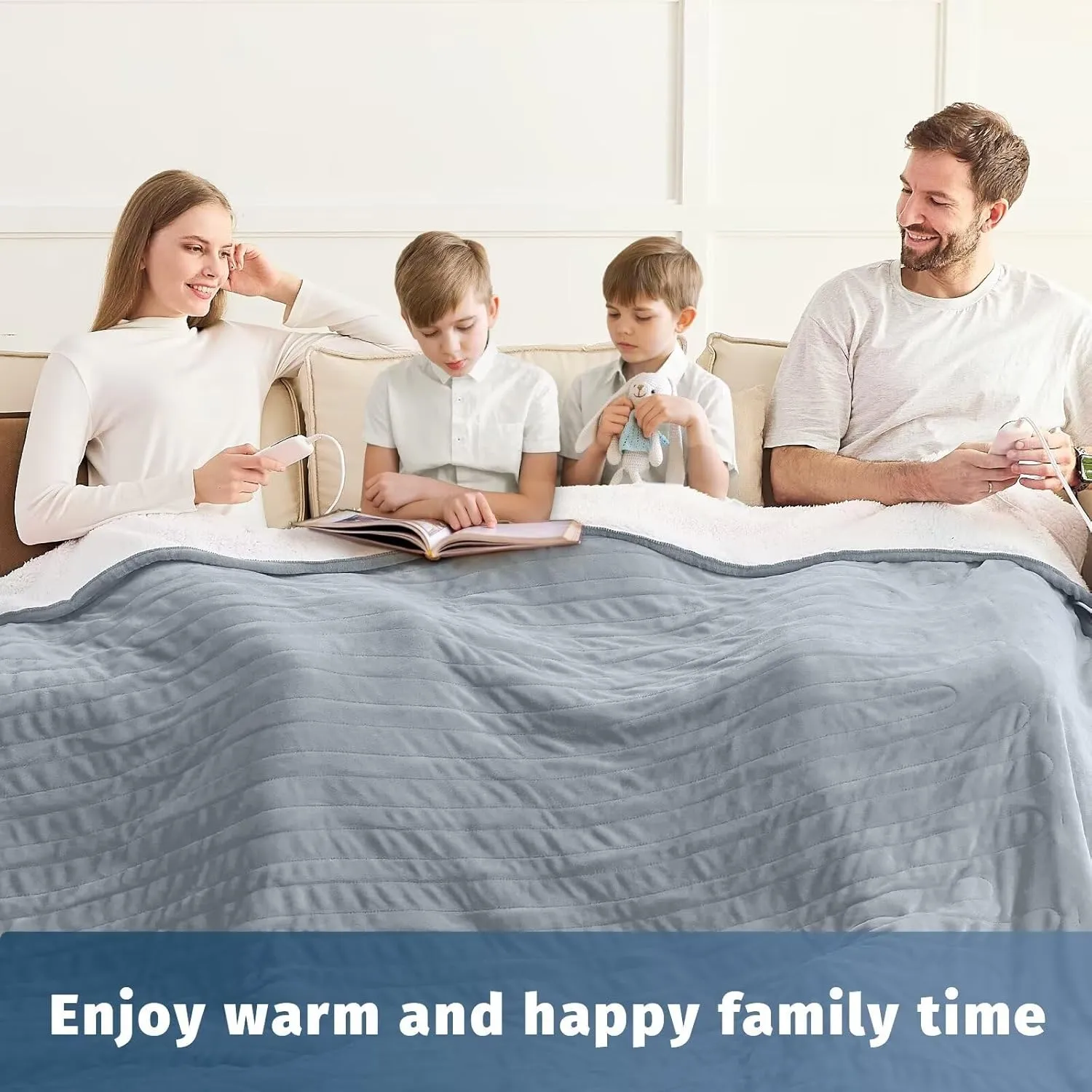 Heated Electric Blanket Queen Size - 84" x 90" Heating Blanket with Dual Control, 10 Heating Levels & 8 Hours Auto Off, Soft Warm Flannel Gift Blanket with Over-Heat Protection, ETL & FCC Certified
