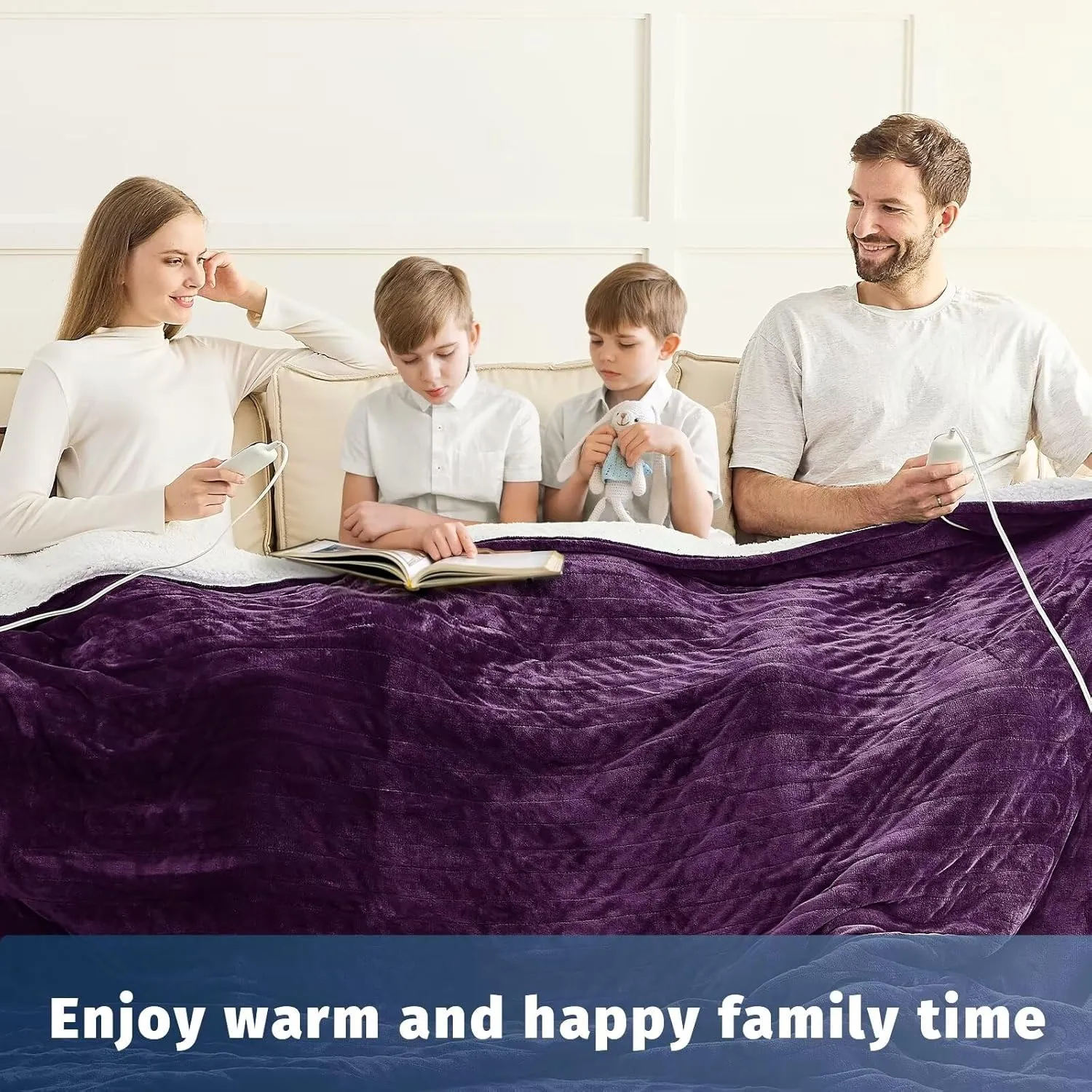 Heated Electric Blanket Queen Size - 84" x 90" Heating Blanket with Dual Control, 10 Heating Levels & 8 Hours Auto Off, Soft Warm Flannel Gift Blanket with Over-Heat Protection, ETL & FCC Certified