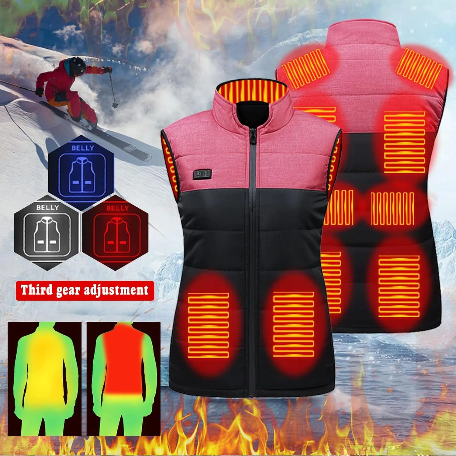Heated Vest for Women Lightweight Warm Winter Vest Winter Warm Sleeveless Jacket for Hiking Golf Camping