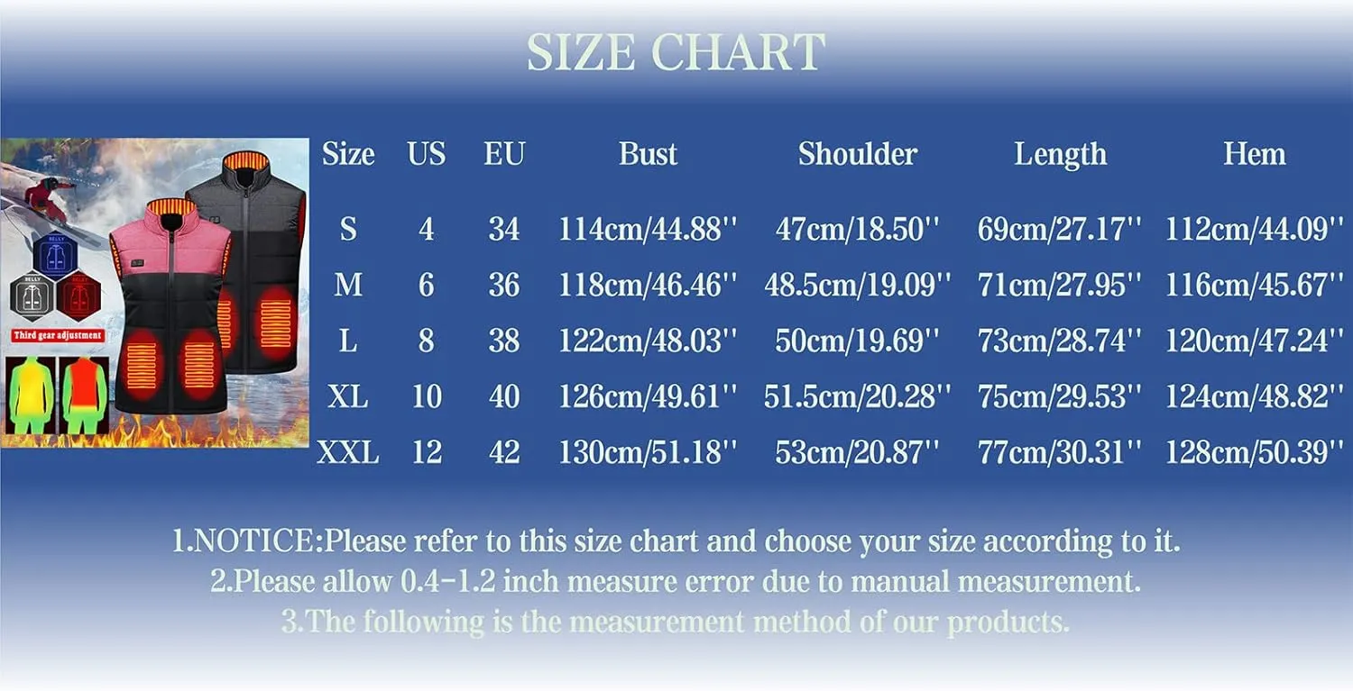 Heated Vest for Women Lightweight Warm Winter Vest Winter Warm Sleeveless Jacket for Hiking Golf Camping
