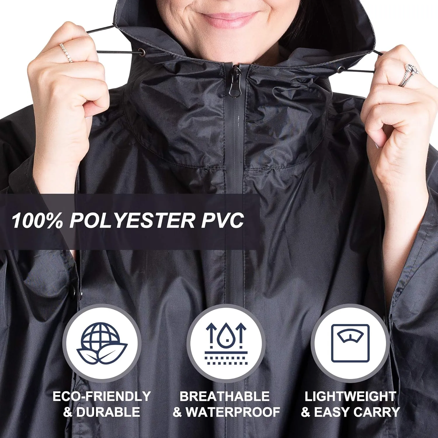 Heavy Duty Rain Poncho for Backpacking, Waterproof Lightweight for Adults, Military, Emergency, Camping, Men, Women