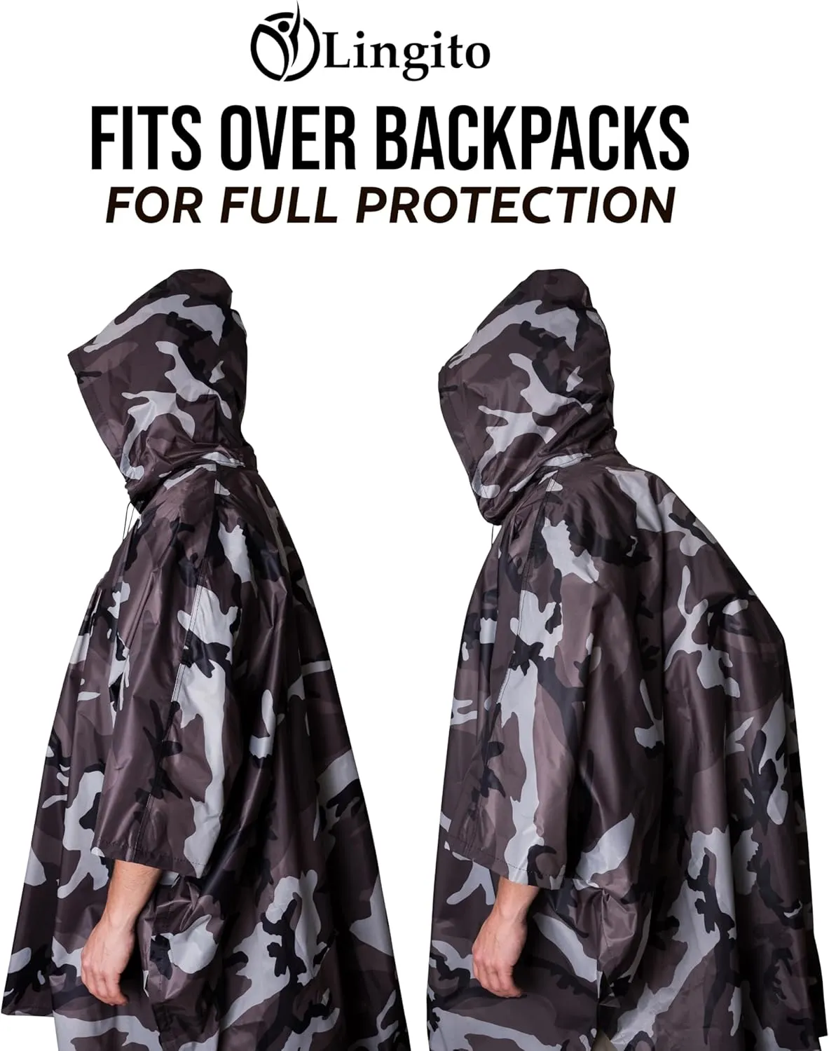 Heavy Duty Rain Poncho for Backpacking, Waterproof Lightweight for Adults, Military, Emergency, Camping, Men, Women