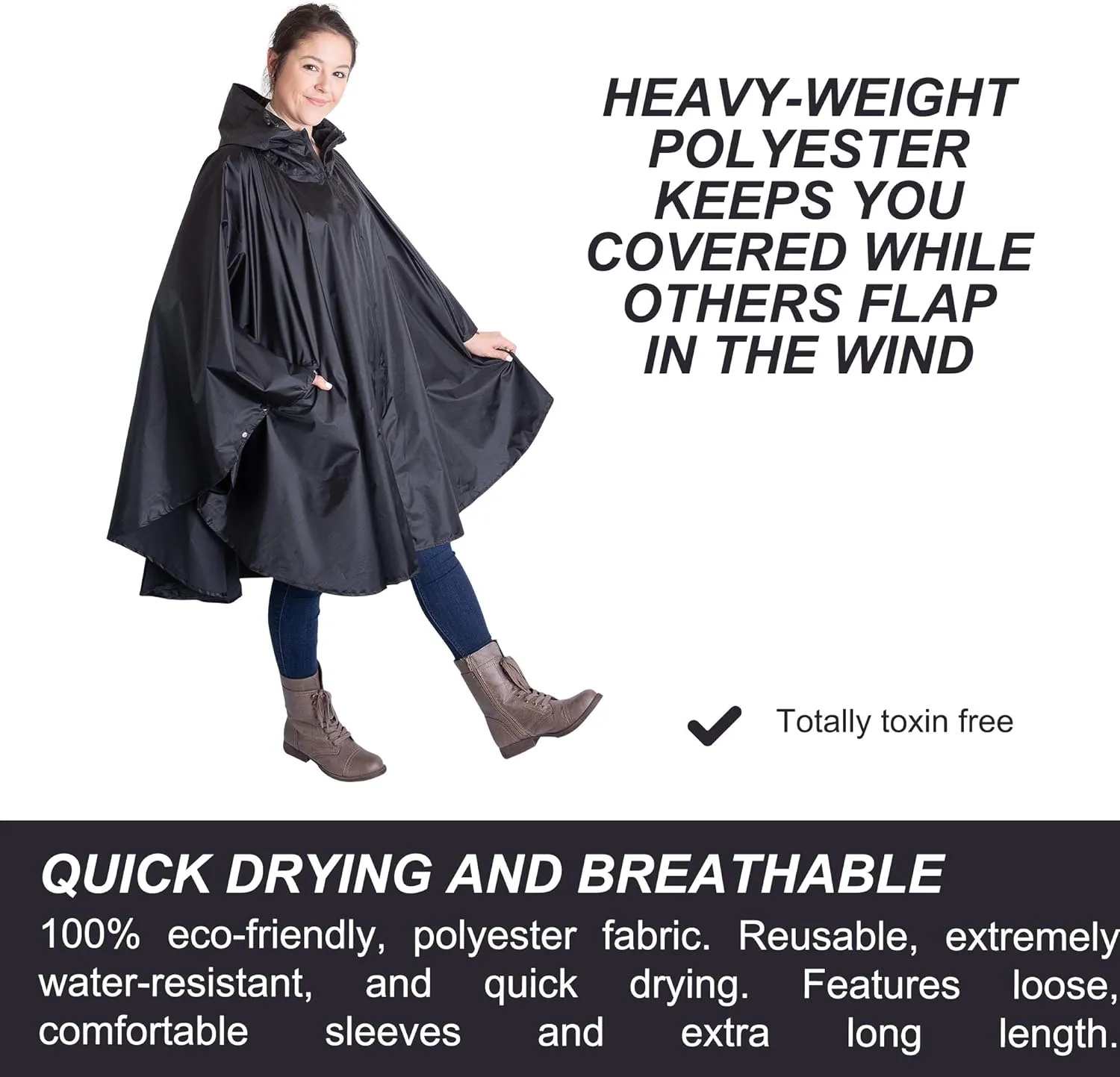 Heavy Duty Rain Poncho for Backpacking, Waterproof Lightweight for Adults, Military, Emergency, Camping, Men, Women
