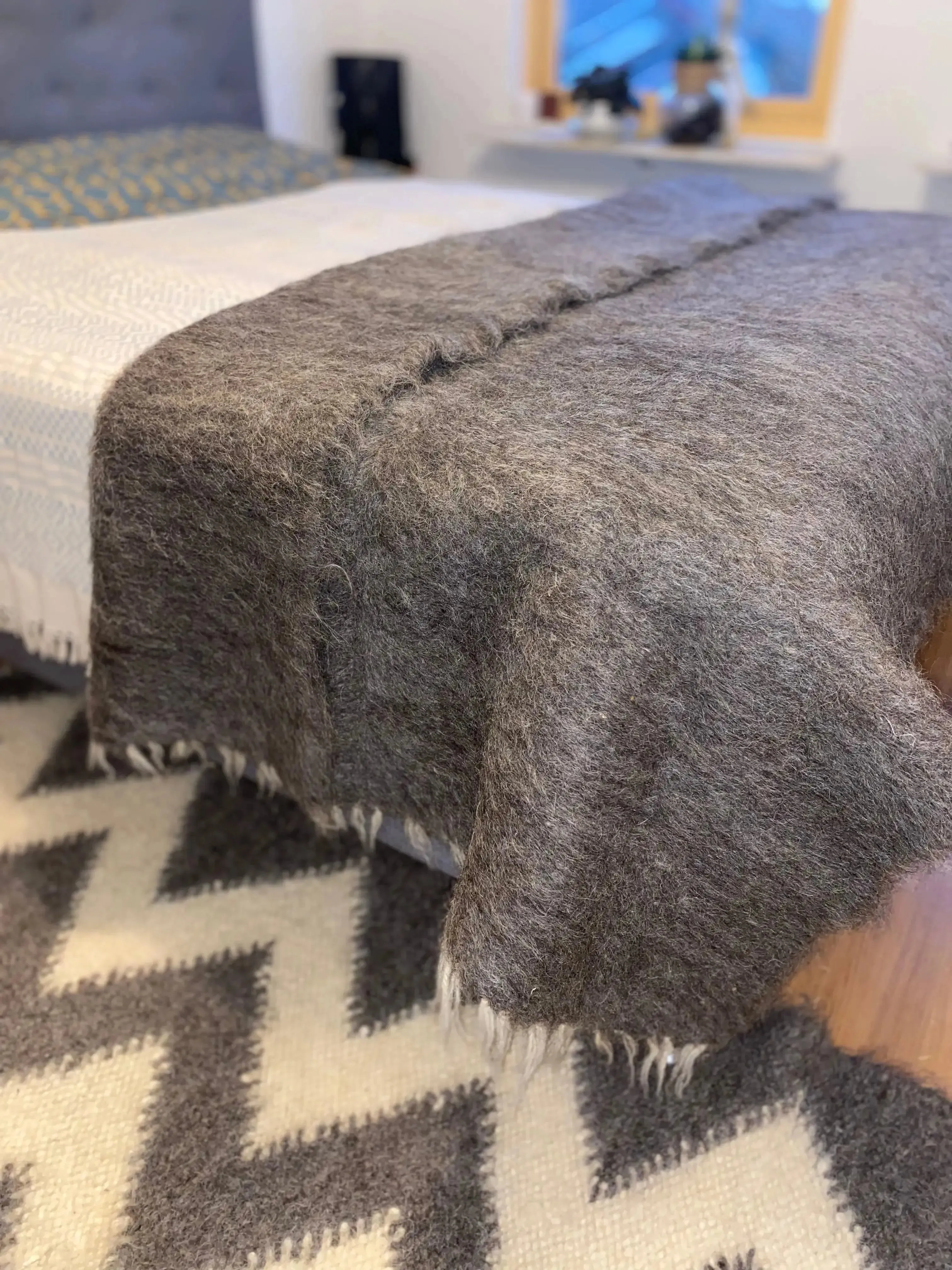 Heavy Throw Blanket Sheep Wool Organic