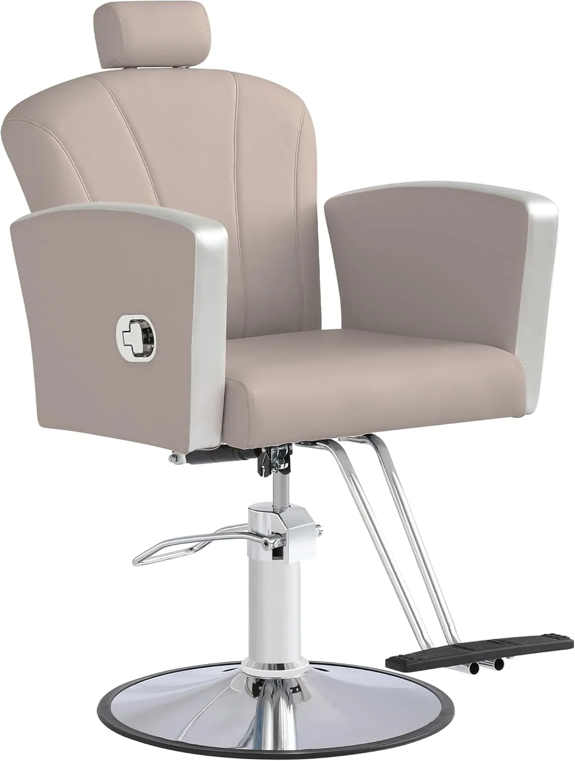 Height Adjustable Salon Chair for Hair Sylist, Reclining Salon Hair Chairs, Hydraulic Barber Chair, 360 Degree Swivel Shampoo Chairset for Barbershop (Grey)