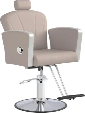 Height Adjustable Salon Chair for Hair Sylist, Reclining Salon Hair Chairs, Hydraulic Barber Chair, 360 Degree Swivel Shampoo Chairset for Barbershop (Grey)