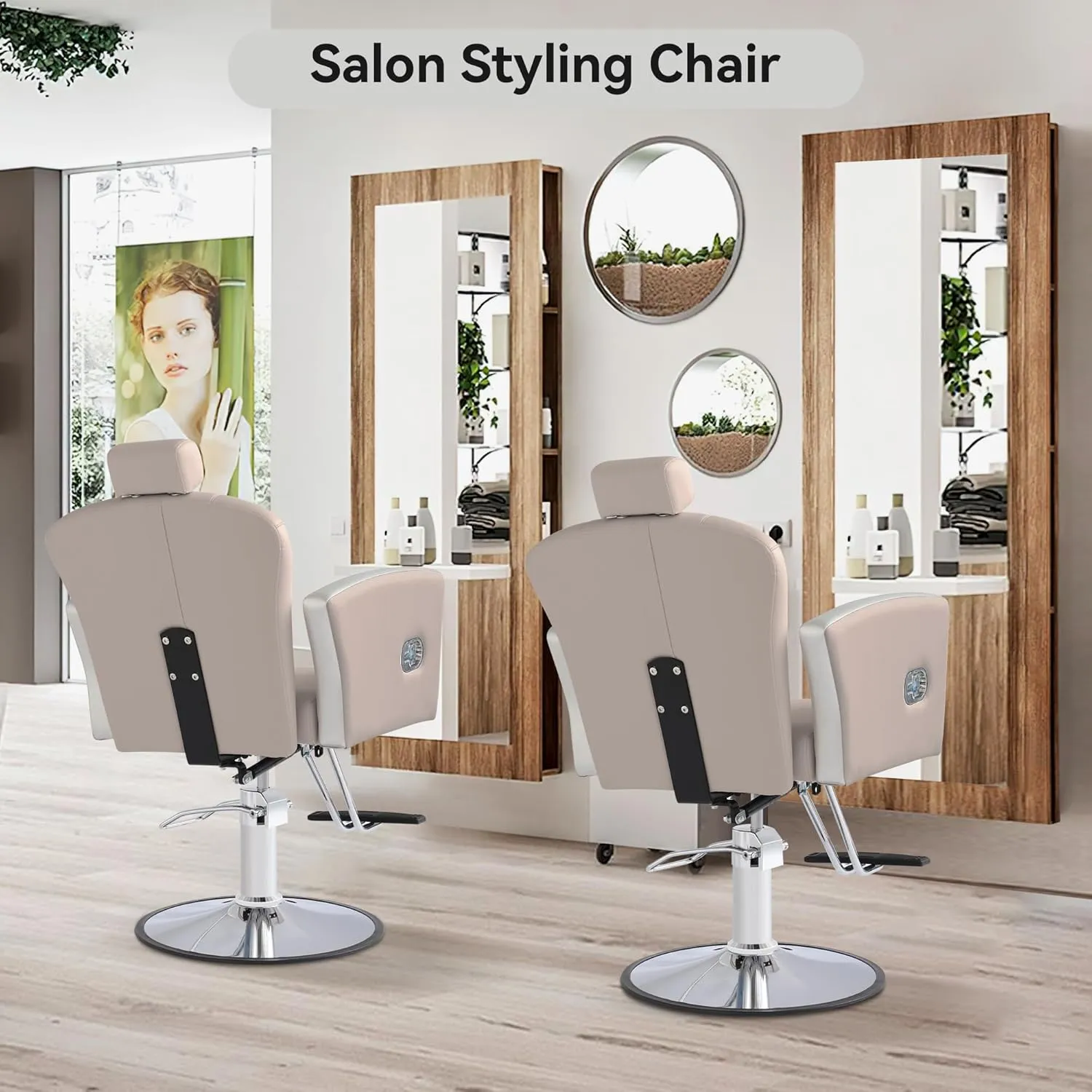 Height Adjustable Salon Chair for Hair Sylist, Reclining Salon Hair Chairs, Hydraulic Barber Chair, 360 Degree Swivel Shampoo Chairset for Barbershop (Grey)