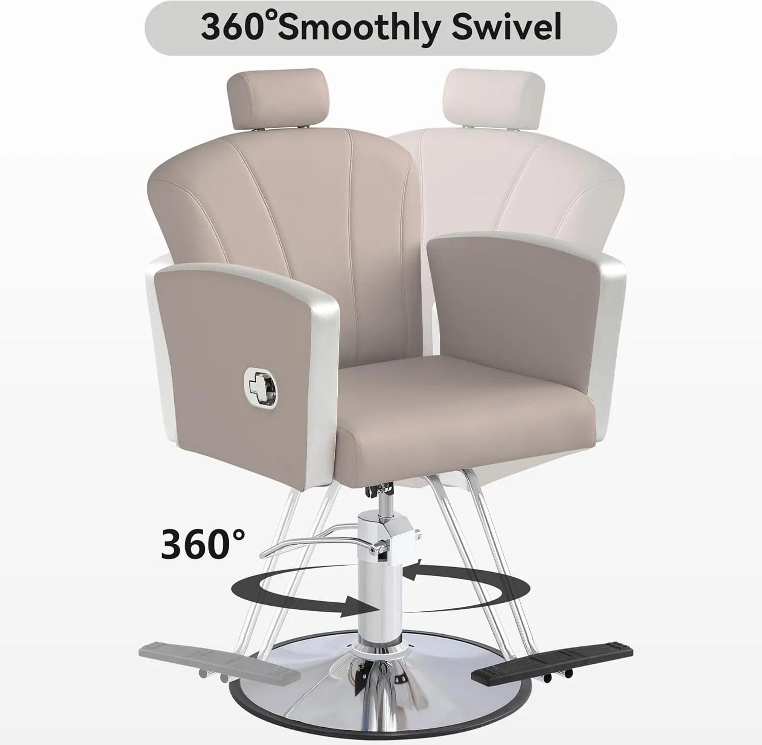 Height Adjustable Salon Chair for Hair Sylist, Reclining Salon Hair Chairs, Hydraulic Barber Chair, 360 Degree Swivel Shampoo Chairset for Barbershop (Grey)