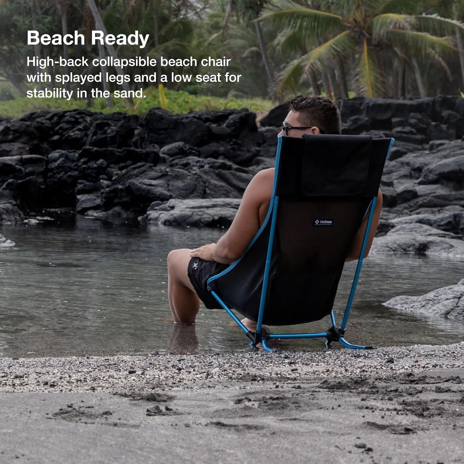 Helinox Beach Chair Lightweight, Lower-Profile, Compact, Collapsible Camping Chair, Mint Multiblock