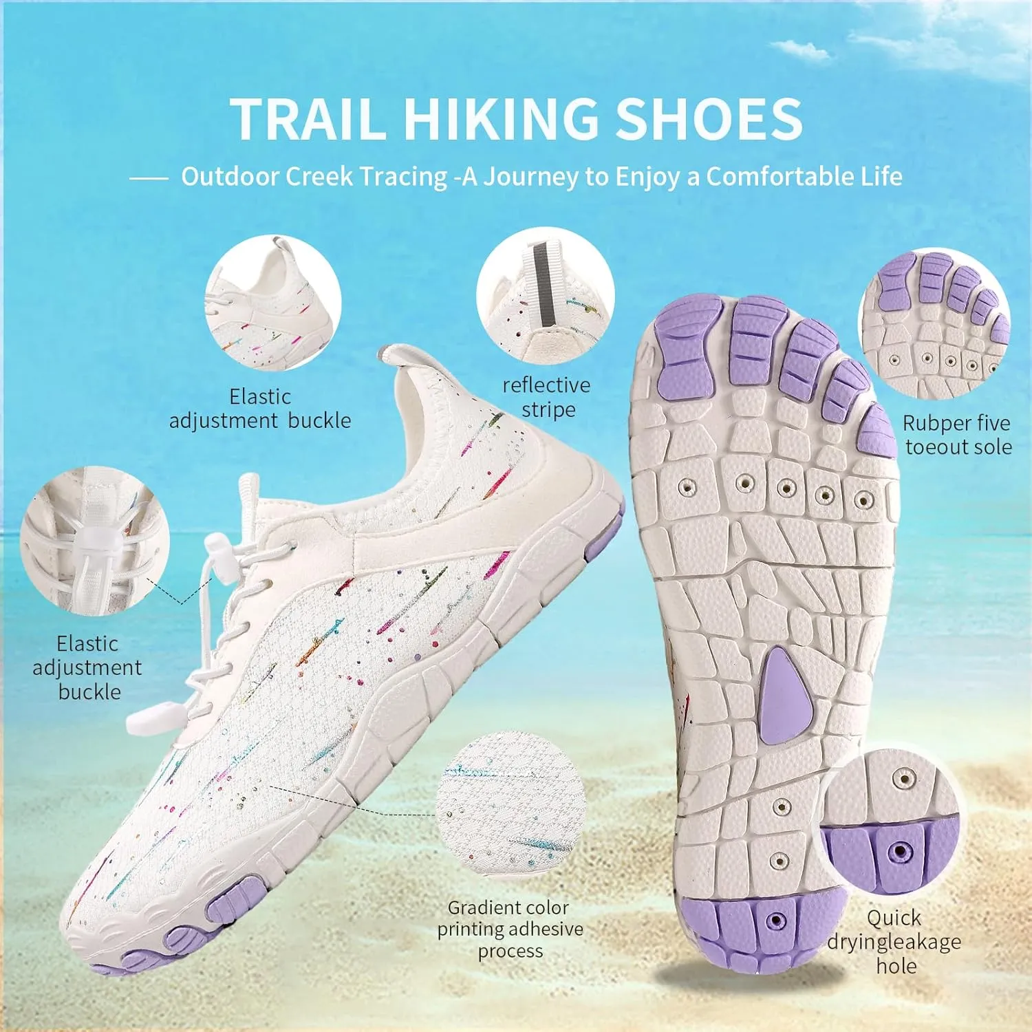 Hike Barefoot Shoes for Women Men - Quick Dry Wide Toe Box Beach Swim Athletic Sports Shoes, Non-Slip Hike Yoga Lightweight Footwear Aqua Hiking Walking Kayaking Diving Surfing