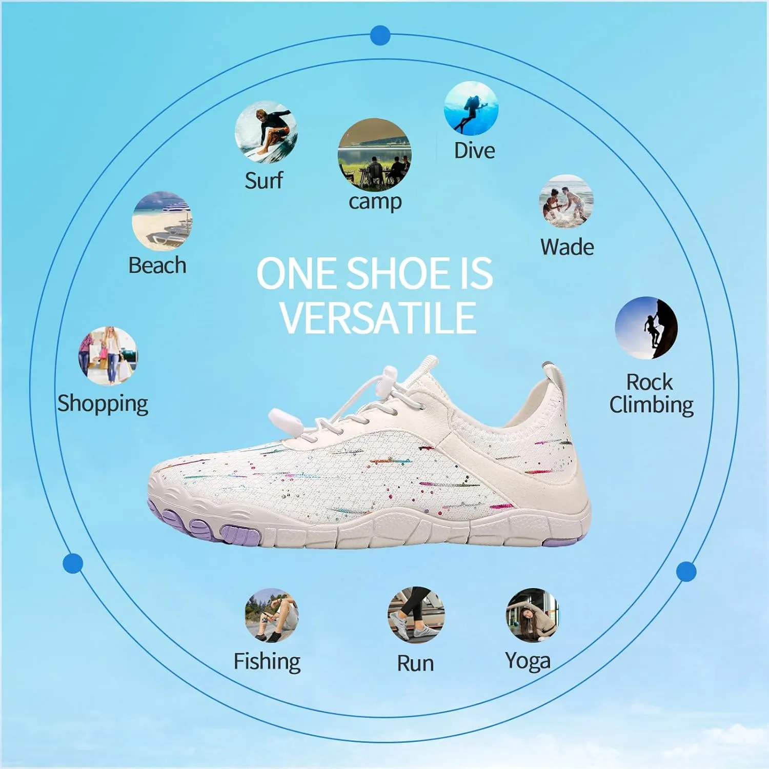 Hike Barefoot Shoes for Women Men - Quick Dry Wide Toe Box Beach Swim Athletic Sports Shoes, Non-Slip Hike Yoga Lightweight Footwear Aqua Hiking Walking Kayaking Diving Surfing