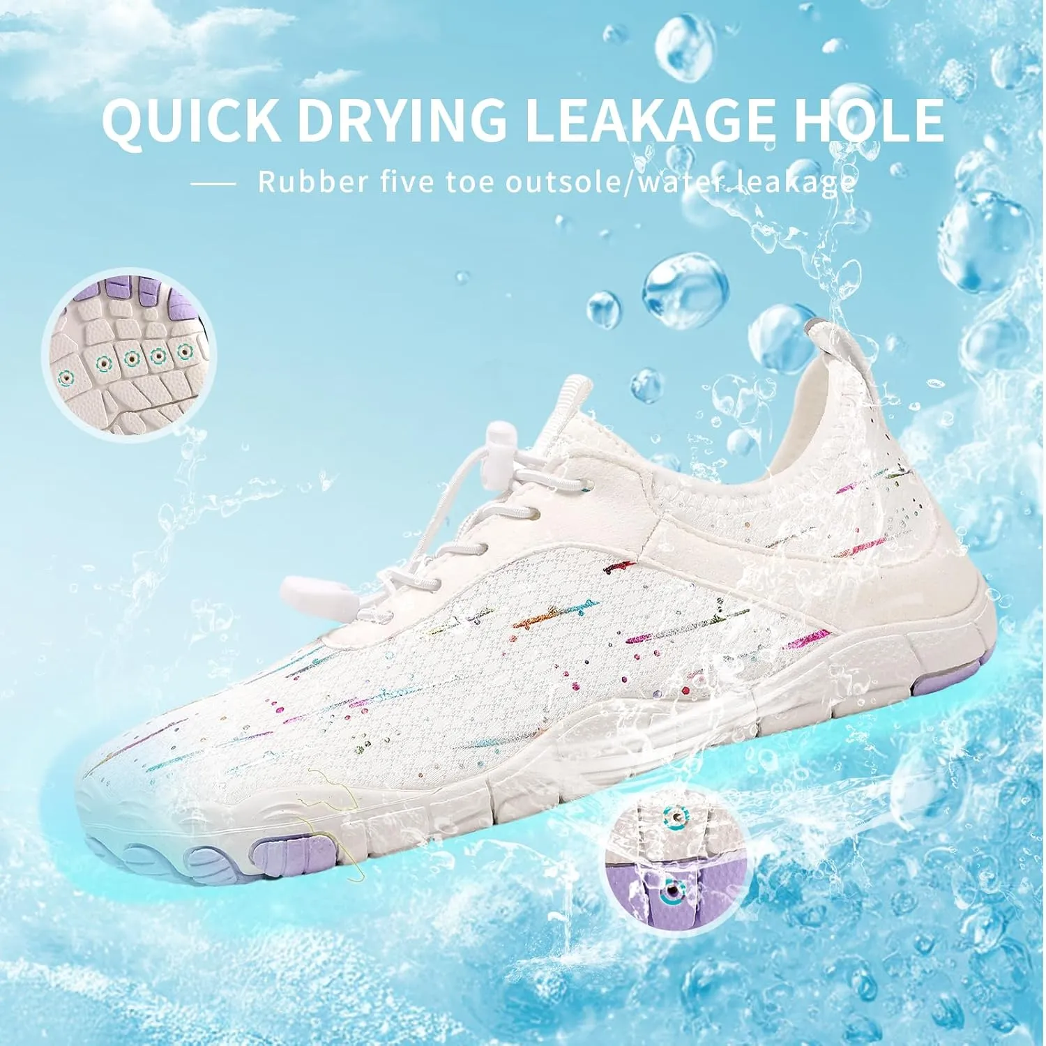 Hike Barefoot Shoes for Women Men - Quick Dry Wide Toe Box Beach Swim Athletic Sports Shoes, Non-Slip Hike Yoga Lightweight Footwear Aqua Hiking Walking Kayaking Diving Surfing