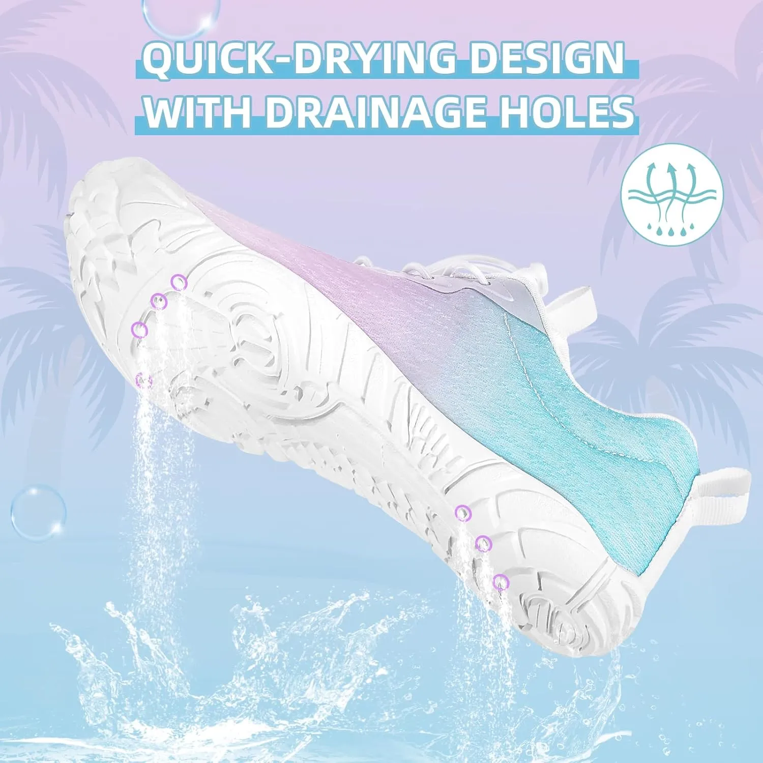 Hike Barefoot Water Beach Swim Shoes Footwear for Women, Quick-Dry Aqua Shoes, Wide Toe Box Non-Slip Sole Hiking Shoe for Beach Swim River Pool Surfing Kayaking Yoga Gym Water Sports