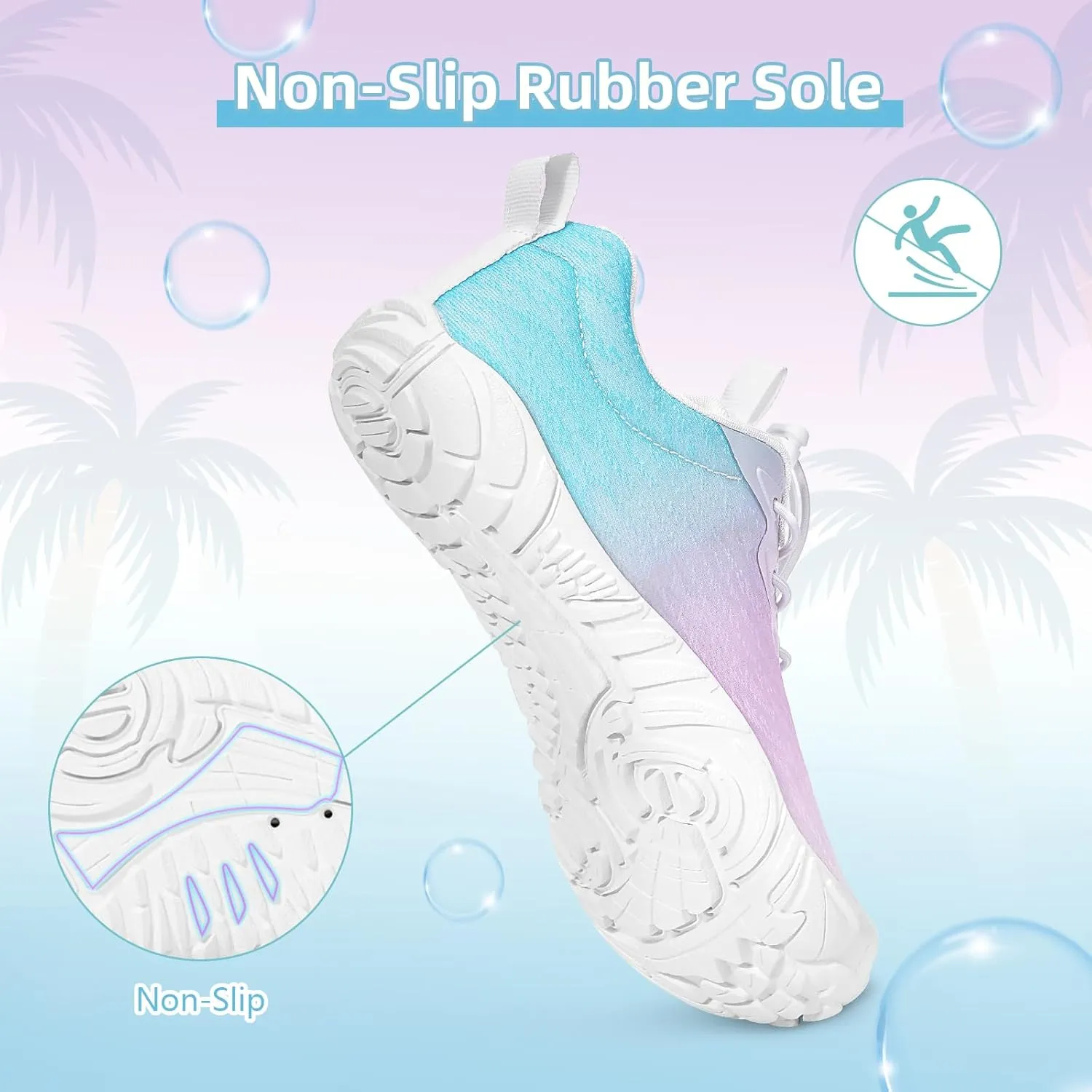 Hike Barefoot Water Beach Swim Shoes Footwear for Women, Quick-Dry Aqua Shoes, Wide Toe Box Non-Slip Sole Hiking Shoe for Beach Swim River Pool Surfing Kayaking Yoga Gym Water Sports