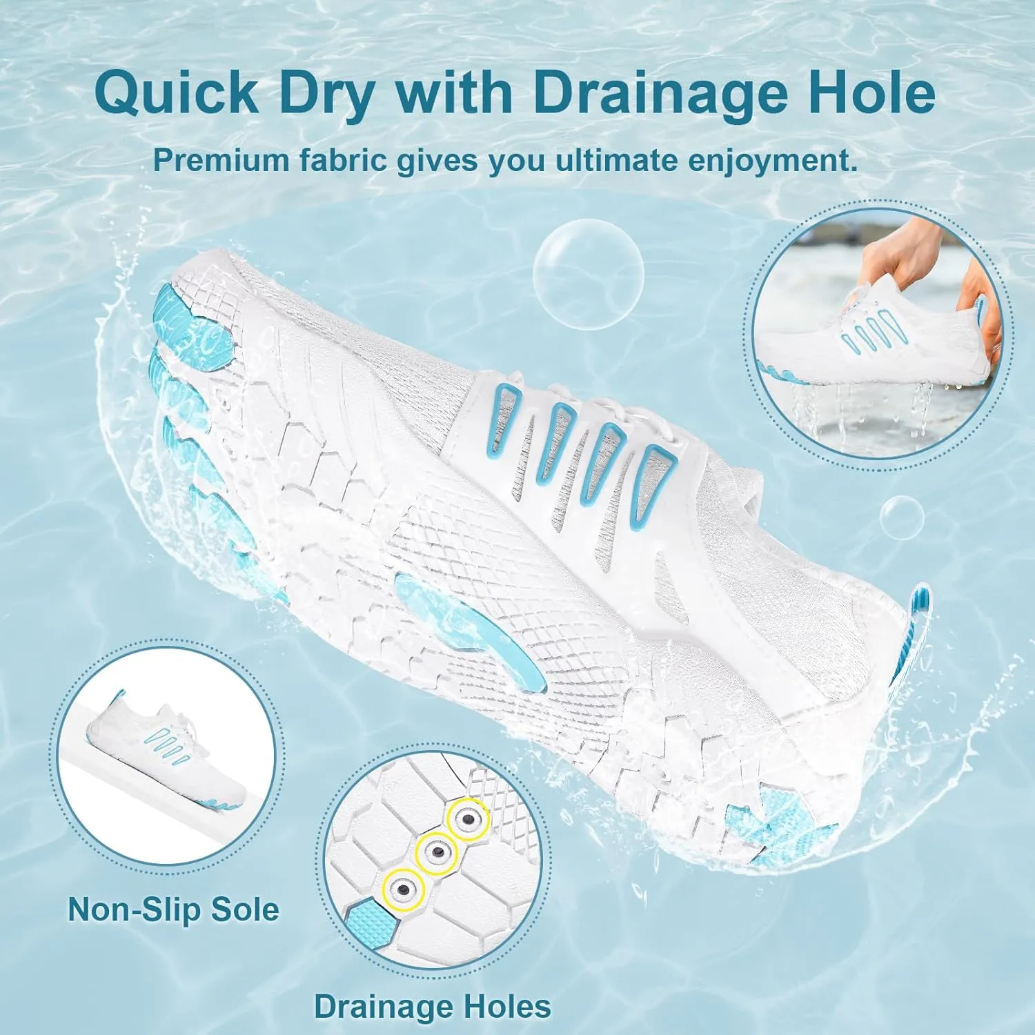 Hike Barefoot Water Shoes for Women Men Footwear, Quick Dry Wide Toe Box Pro Beach Swim Athletic Sports Shoes, Non-Slip Lightweight Aqua Shoe for Pool Hiking Walking Kayaking Diving Surfing