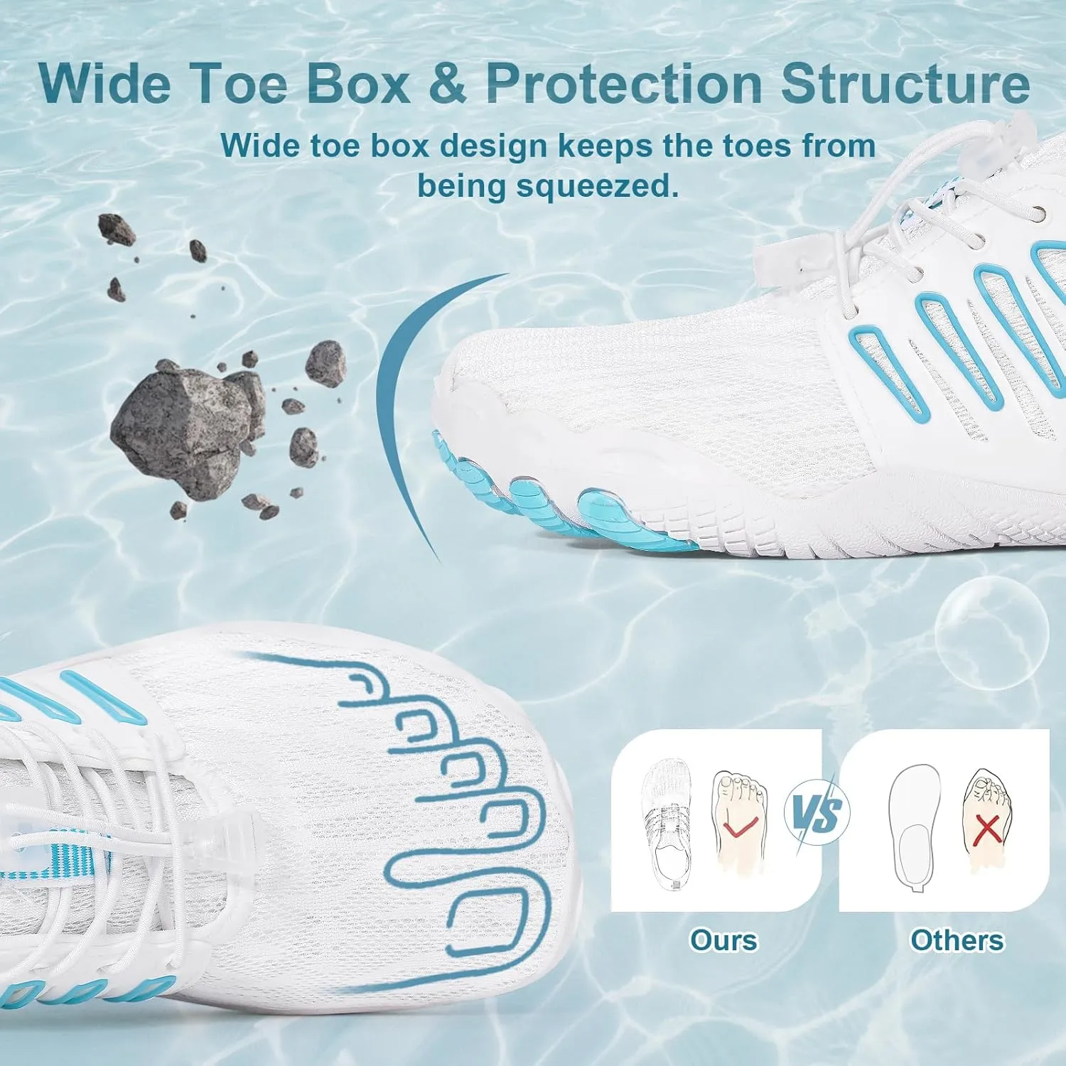 Hike Barefoot Water Shoes for Women Men Footwear, Quick Dry Wide Toe Box Pro Beach Swim Athletic Sports Shoes, Non-Slip Lightweight Aqua Shoe for Pool Hiking Walking Kayaking Diving Surfing