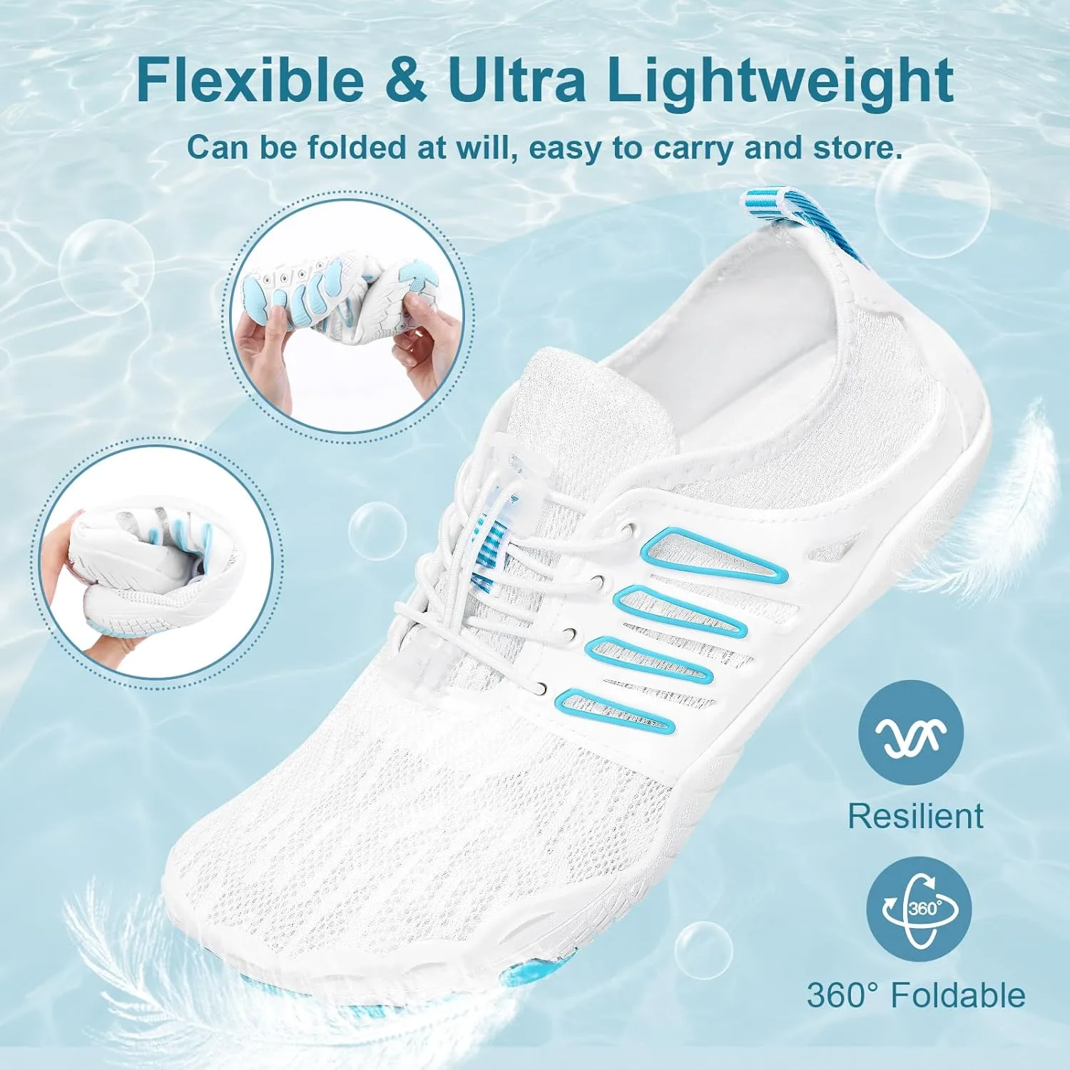 Hike Barefoot Water Shoes for Women Men Footwear, Quick Dry Wide Toe Box Pro Beach Swim Athletic Sports Shoes, Non-Slip Lightweight Aqua Shoe for Pool Hiking Walking Kayaking Diving Surfing