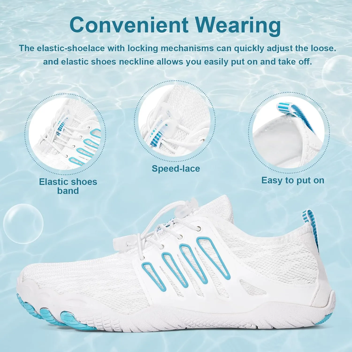 Hike Barefoot Water Shoes for Women Men Footwear, Quick Dry Wide Toe Box Pro Beach Swim Athletic Sports Shoes, Non-Slip Lightweight Aqua Shoe for Pool Hiking Walking Kayaking Diving Surfing