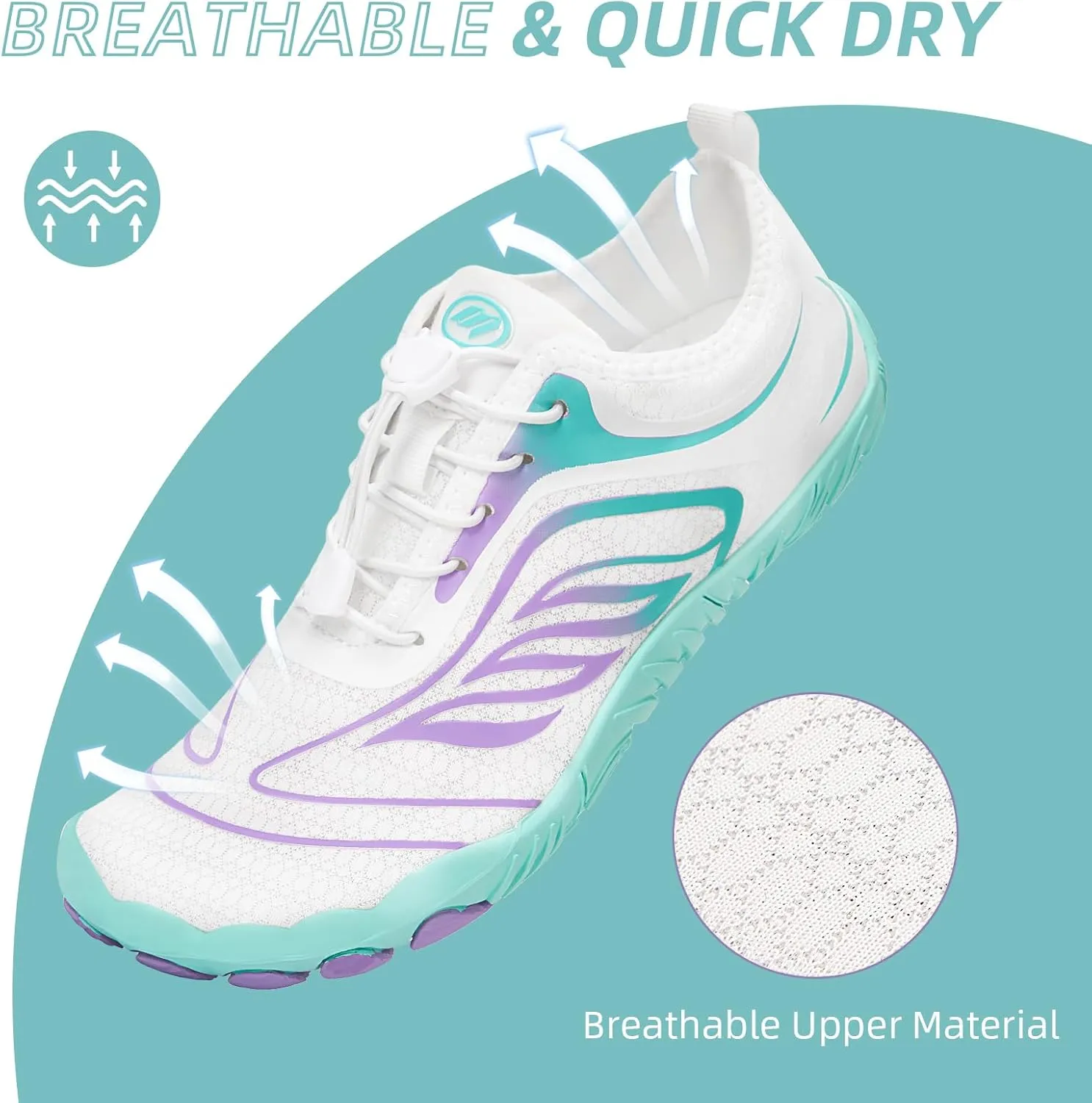 Hike Barefoot Water Swim Shoes for Women Men Footwear, Beach Sports Quick Dry Aqua Wide Toe Box Non-Slip Athletic Shoes for Pool River Hiking Diving Surfing Kayaking Boating Fishing Water Sports Gym