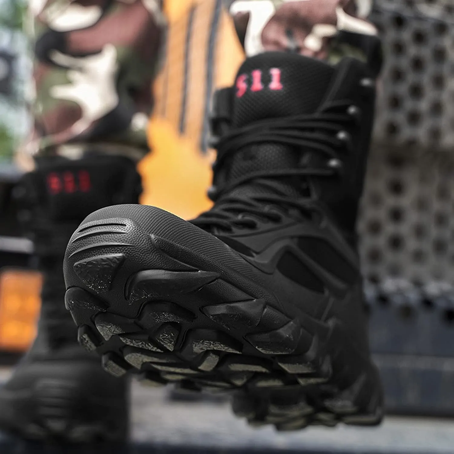 Hiking Boots Mens Lace Up Backpacking Shoes Outdoor High Rise Anti-Slip Trekking Walking Climbing Shoes -Black||EU43/US9