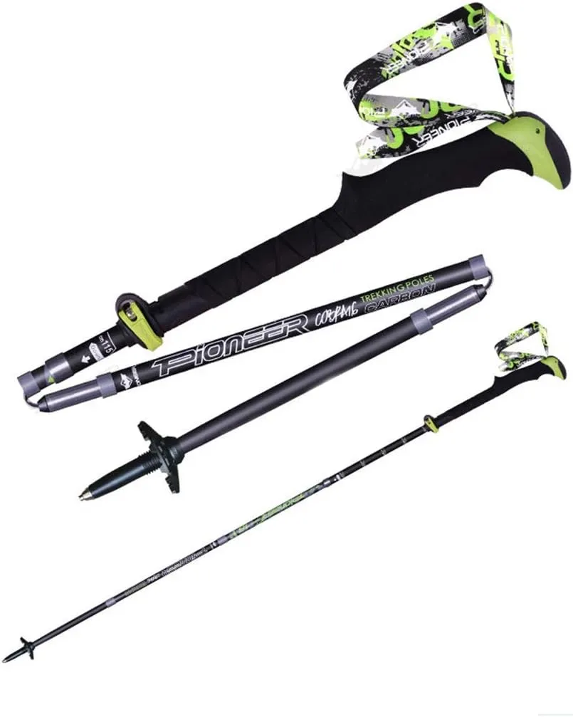 Hiking Poles 7001 Super-Hard Aluminum, Carbon Fiber Trekking Poles Lightweight Collapsible Folding Walking Sticks Included A Mud Baskets, Foot Cover, Carry Bag
