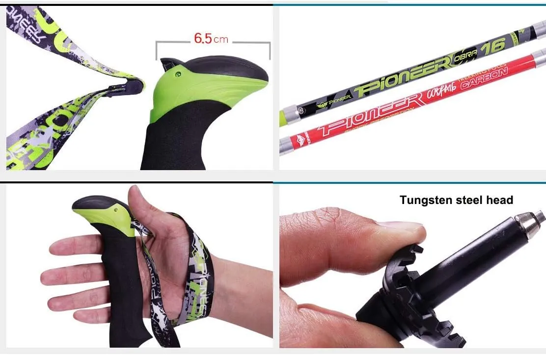 Hiking Poles 7001 Super-Hard Aluminum, Carbon Fiber Trekking Poles Lightweight Collapsible Folding Walking Sticks Included A Mud Baskets, Foot Cover, Carry Bag