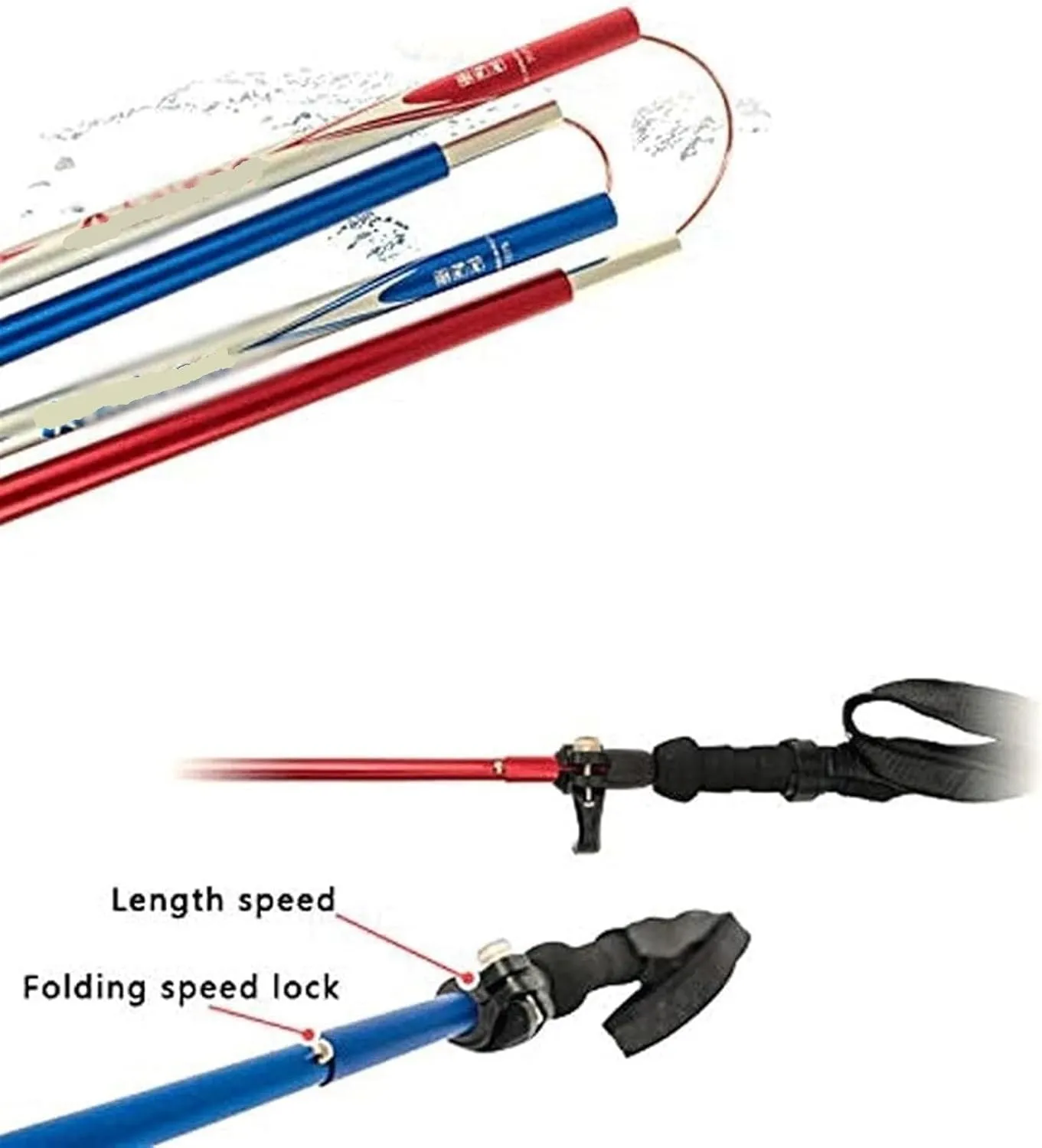Hiking Trekking Poles Adjustable Trekking Poles Telescopic Walking Sticks Ultralight Hiking Poles for Mountaining Hiking Sticks for Trekking(Red)